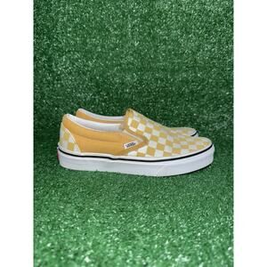 VANS Classic Slip-On Yellow Checkered Boys Size 5 Womens Size 6.5 Sneakers Shoes